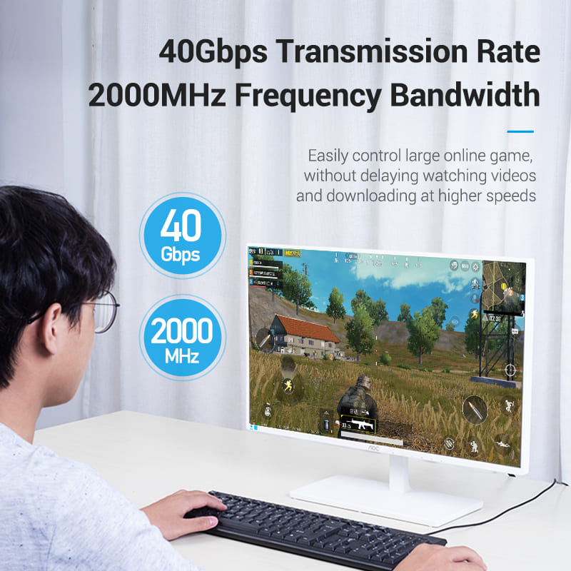 VENTION Cat 8 Flat Ethernet Cable supports 40Gbps transmission rate for seamless gaming and streaming