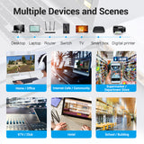 VENTION Cat 8 Flat Ethernet Cable showcased with multiple devices in home, office, and various environments