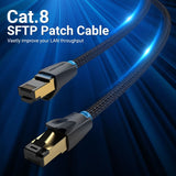 VENTION Cat 8 SFTP Ethernet cable designed to vastly improve your LAN throughput with high-speed performance