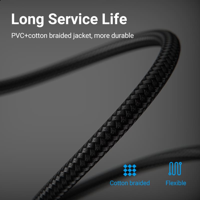 VENTION Cat 8 SFTP Ethernet cable with durable PVC and cotton braided jacket for long service life