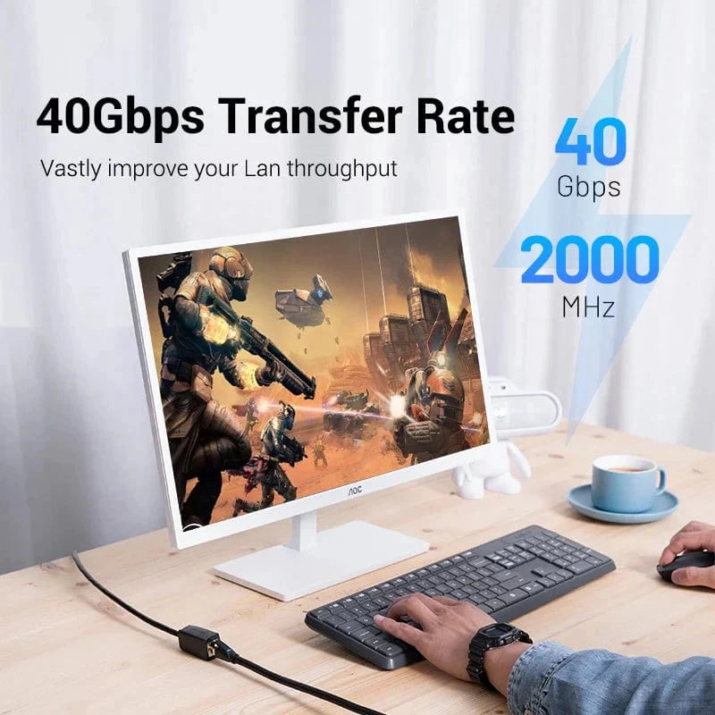 Vention Cat 8 SFTP Ethernet extension cable with 40Gbps transfer rate for high-speed internet connectivity