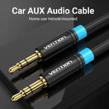 Vention cotton braided AUX audio cable for car and home use with durable connectors