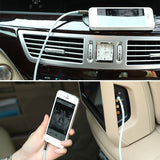 VENTION cotton braided AUX audio cable connected to a phone and car audio system