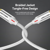 VENTION cotton braided RCA cable with a durable tangle-free design and anti-stretch jacket