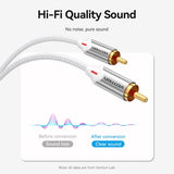 VENTION cotton braided RCA cable with gold-plated connectors for clear sound quality