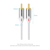 VENITION cotton braided RCA cable with gold-plated connectors for high-quality audio connection