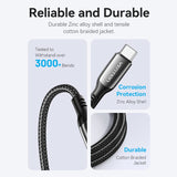VENTION Cotton Braided USB 2.0 C Male to C Male 5A Cable Zinc Alloy Type