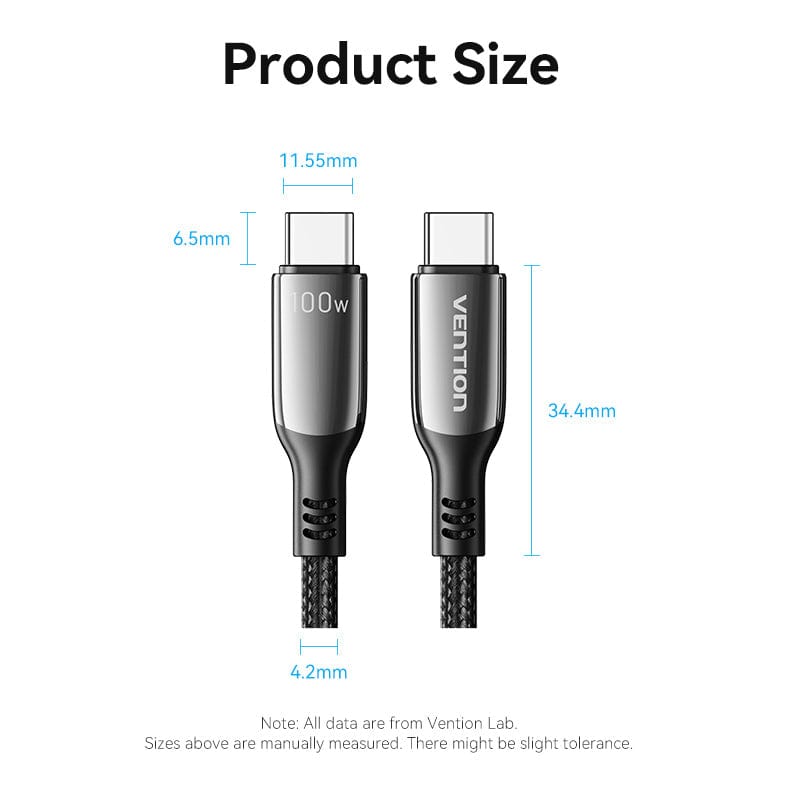 VENTION Cotton Braided USB 2.0 C Male to C Male 5A Cable Zinc Alloy Type