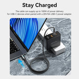 VENTION Cotton Braided USB 2.0 C Male to C Male 5A Cable With LED Display Zinc Alloy Type