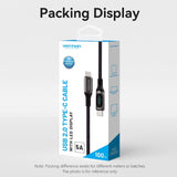 VENTION Cotton Braided USB 2.0 C Male to C Male 5A Cable With LED Display Zinc Alloy Type