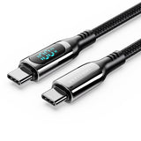 VENTION Cotton Braided USB 2.0 C Male to C Male 5A Cable With LED Display Zinc Alloy Type