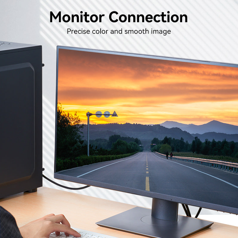 VENTION display port to HDMI cable connecting a monitor for vibrant colors and a smooth image