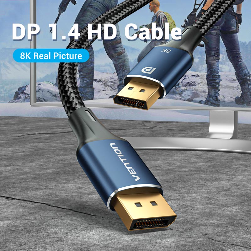 VENTION DP 1.4 8K DisplayPort cable for gaming setups with durable braided design