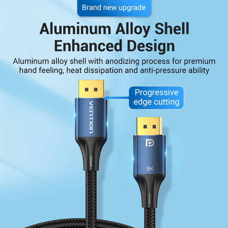 VENTION DisplayPort cable for gaming setups with aluminum alloy shell and 8K support
