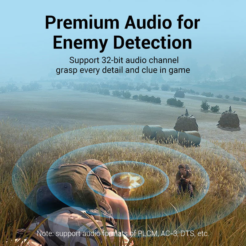 Gaming setup showcasing premium audio support for enemy detection with DisplayPort cable for gaming setups