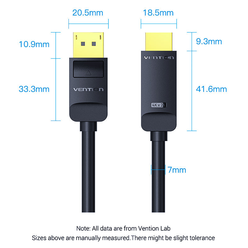 Vention DisplayPort to HDMI cable with gold-plated connectors for high-definition video transfer
