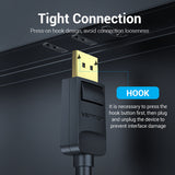 VENTION DisplayPort to HDMI cable with hook design for a secure connection and preventing interface damage