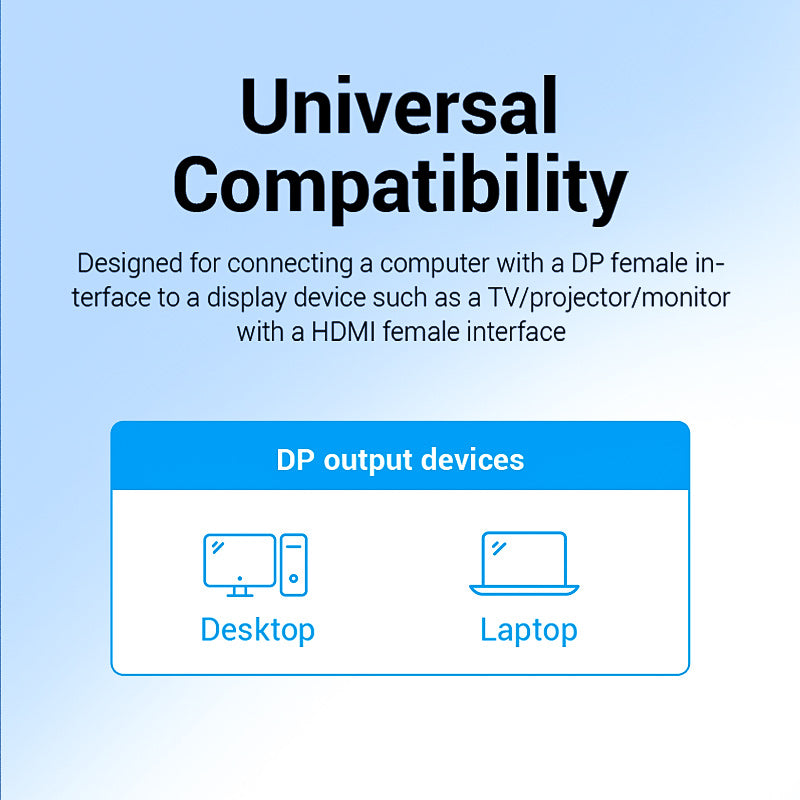 Vention DisplayPort to HDMI cable for connecting computers to TVs and monitors with HDMI interface