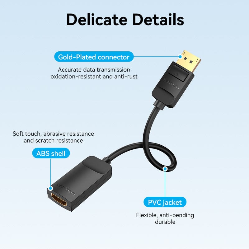VENTION DP to HDMI 4K@60Hz Converter 0.15M Black