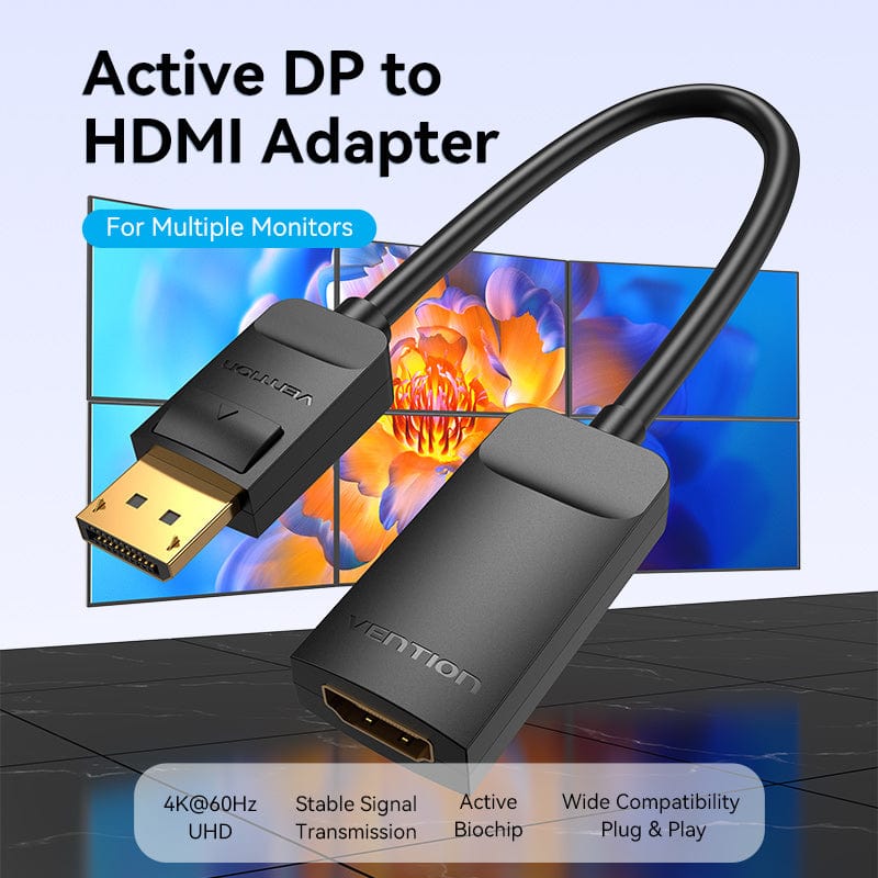 VENTION DP to HDMI 4K@60Hz Converter 0.15M Black