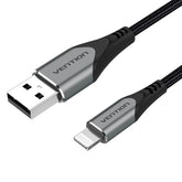 Vention Durable Lightning cable for iPhone with braided design for fast charging and data transfer