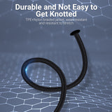 Durable Lightning cable for iPhone with TPE and nylon braided jacket resistant to wear and knots