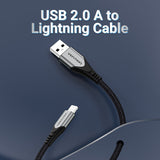 VENTION USB 2.0 A to Lightning cable for iPhone, featuring a durable design for reliable charging