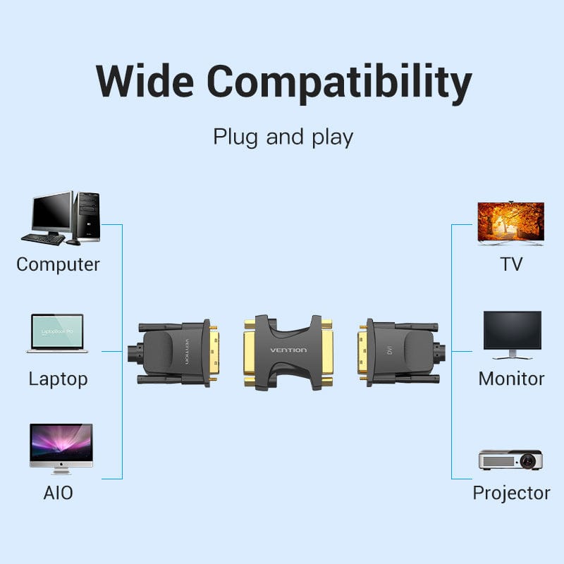 VENTION DVI (24+5) Female to Female Adapter Black