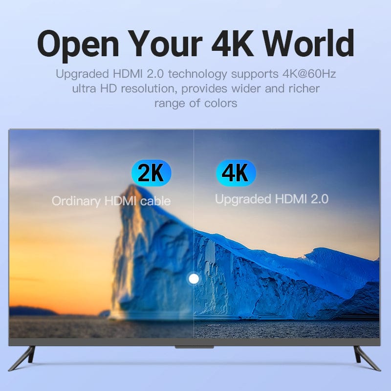 VENTION Flat HDMI Cable supporting 4K at 60Hz for ultra HD resolution and vivid colors