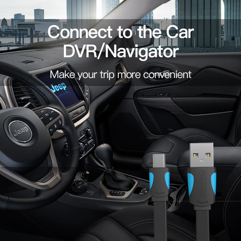 VENTION flat USB to mini cable for connecting to car DVR and navigator, enhancing trip convenience