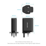 Vention GaN USB charger 100W with compact design and UK plug for fast charging devices