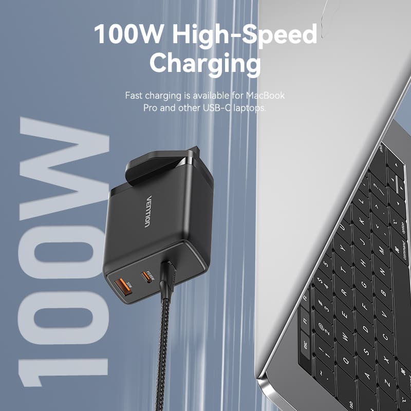VENTION GaN USB charger 100W with fast charging for MacBook Pro and other USB-C laptops