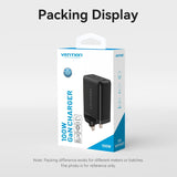 VENTION GaN USB charger 100W in packaging display showing compact and efficient design