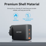 VENTION GaN USB charger 100W featuring premium shell material, fire-resistant, and high temperature resistant