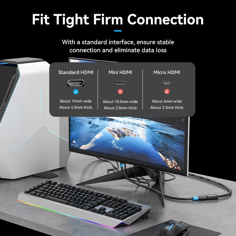 VENTION HDMI 4K extension cable providing a stable and firm connection for devices
