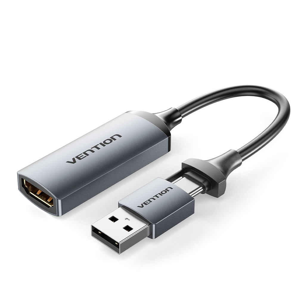 VENTION HDMI-A to USB-C/USB-A Video Capture Card 0.1M Gray