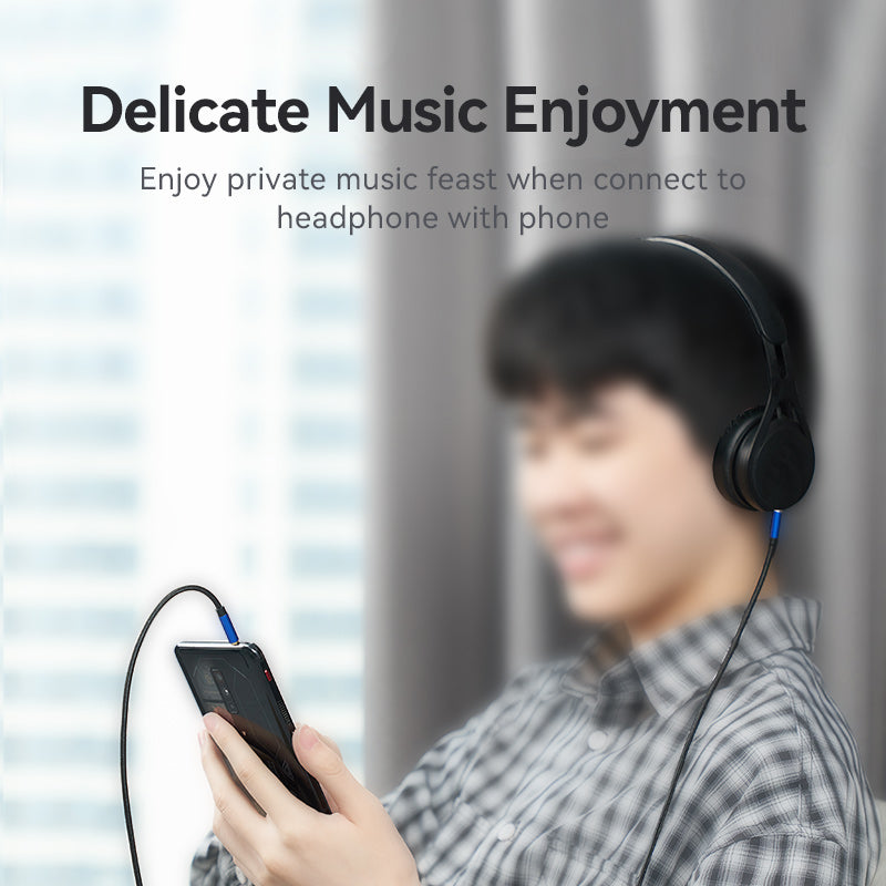VENTION male to male aux cable connecting headphones to a smartphone for music enjoyment