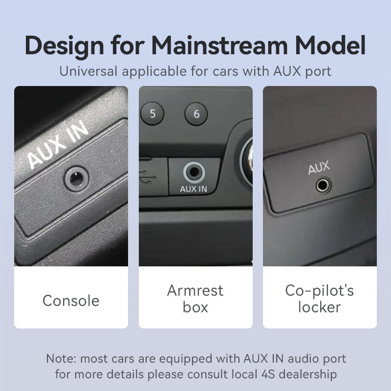 VENTION male to male aux cable compatible with car AUX ports seen in console, armrest box, and co-pilot's locker