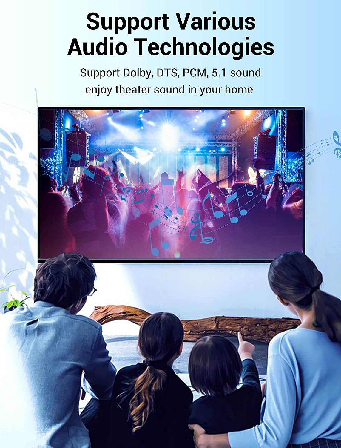 VENTION optical fiber audio cable connecting home theater for immersive sound experience