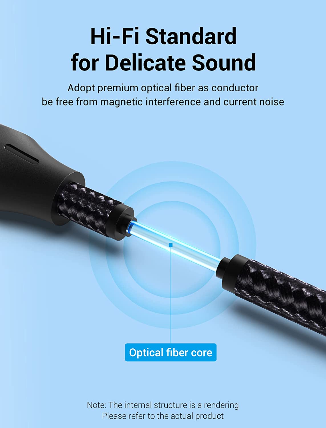 Vention optical fiber audio cable featuring premium optical fiber for high-quality sound and reduced interference