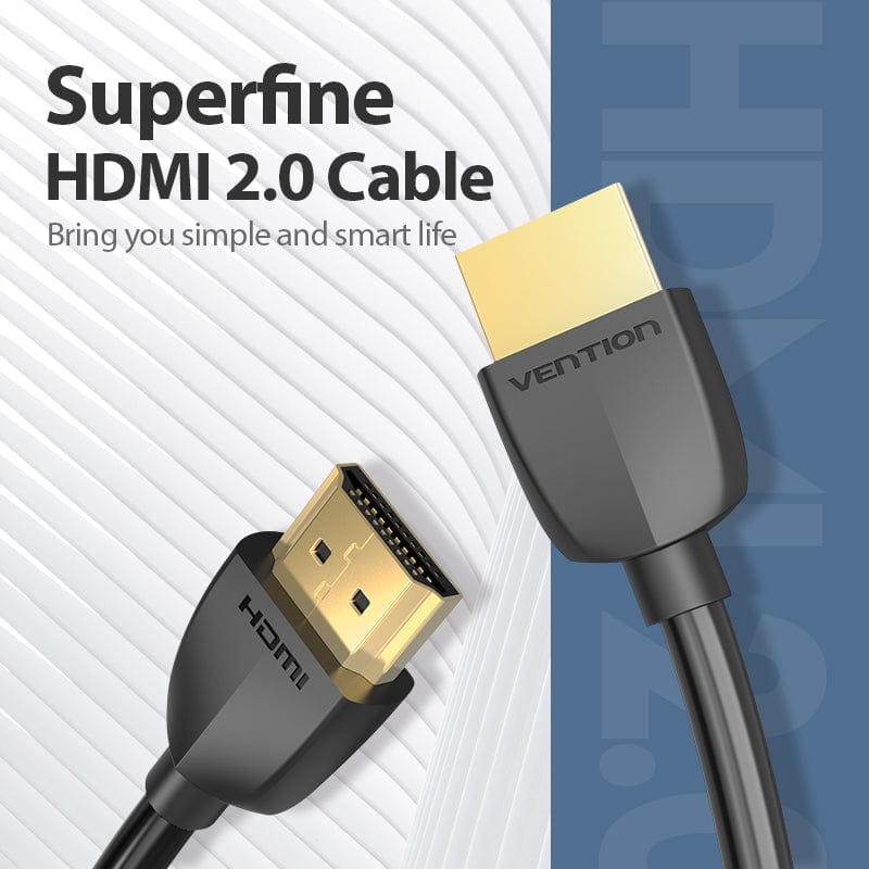 VENTION Portable HDMI Cable Black with Superfine HDMI 2.0 quality for simple and smart connections