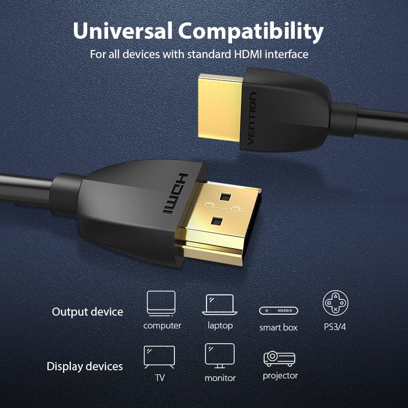 VENTION Portable HDMI Cable Black supporting universal compatibility for various devices