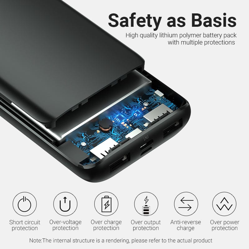 Power Bank 10000mAh(M/C-A/A)10W Black