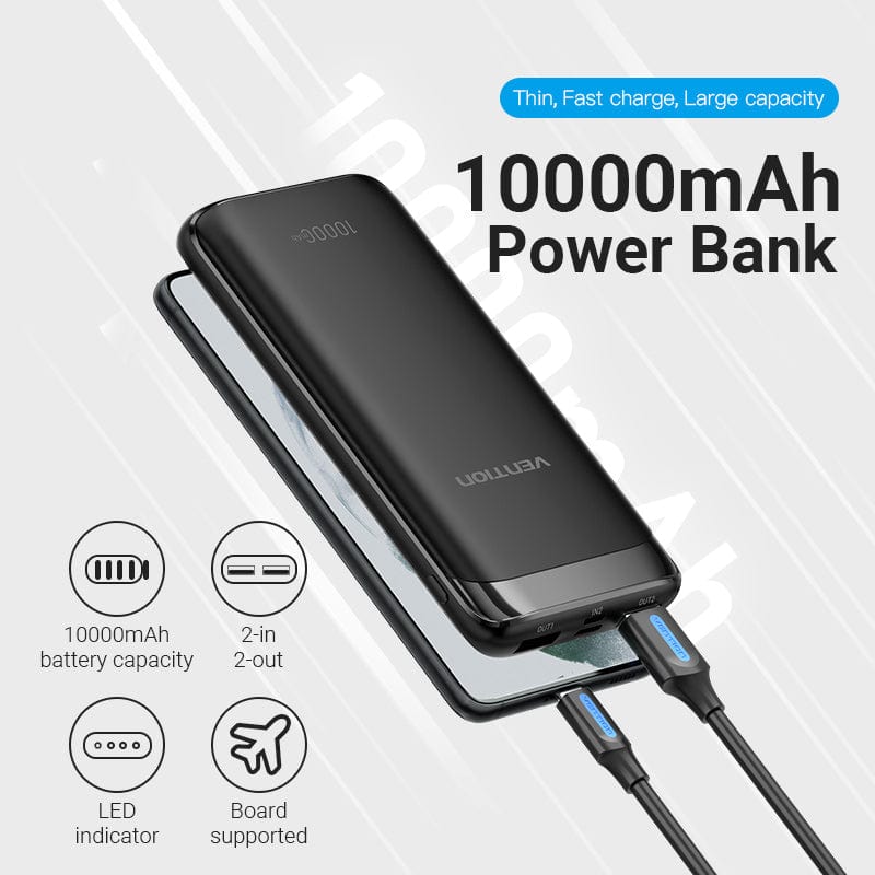 Power Bank 10000mAh(M/C-A/A)10W Black