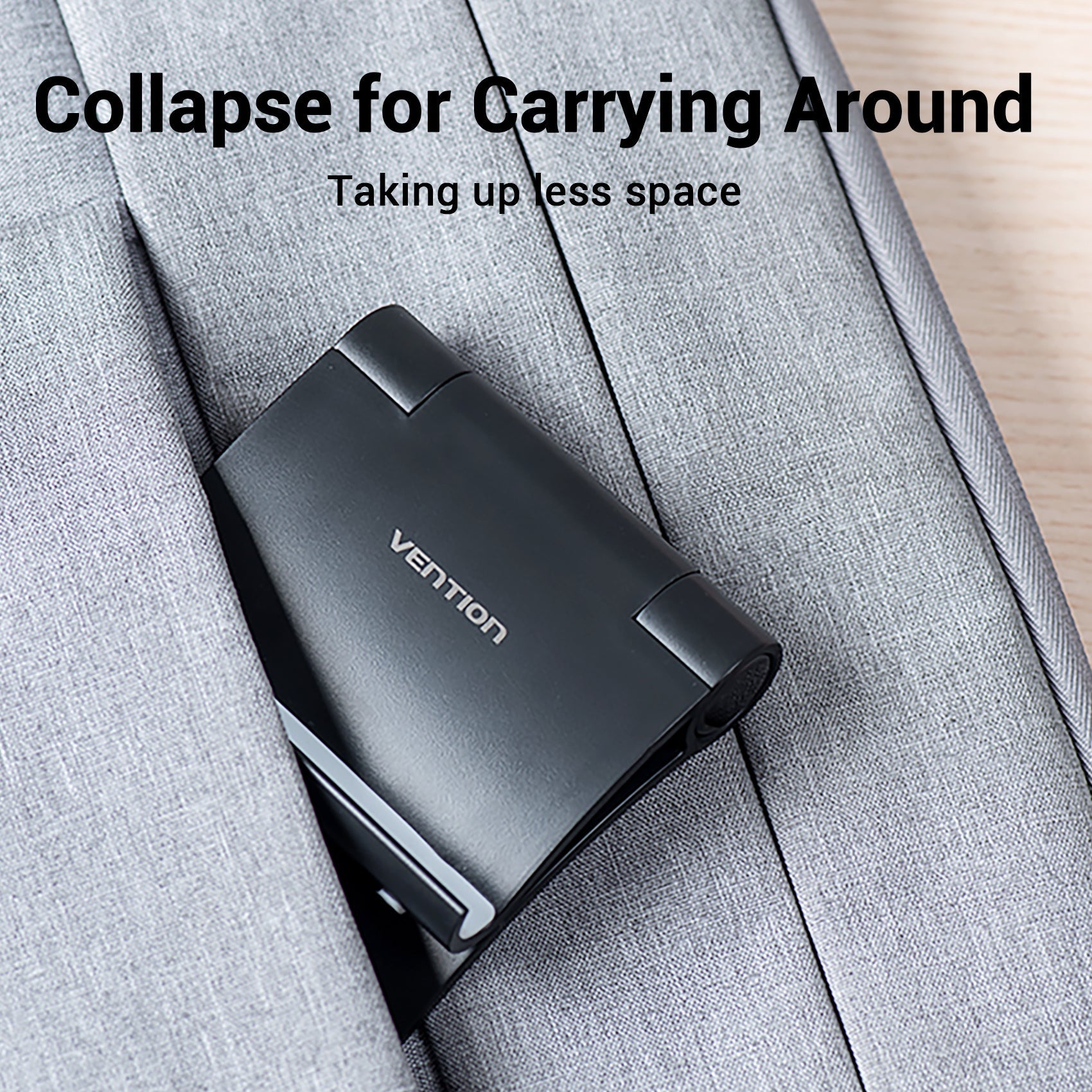 VENTION smartphone holder for desk designed to collapse for easy portability and space-saving convenience