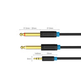 VENTION TRS 3.5mm to Dual 6.5mm Audio Cable with PVC Jacket and gold-plated connectors