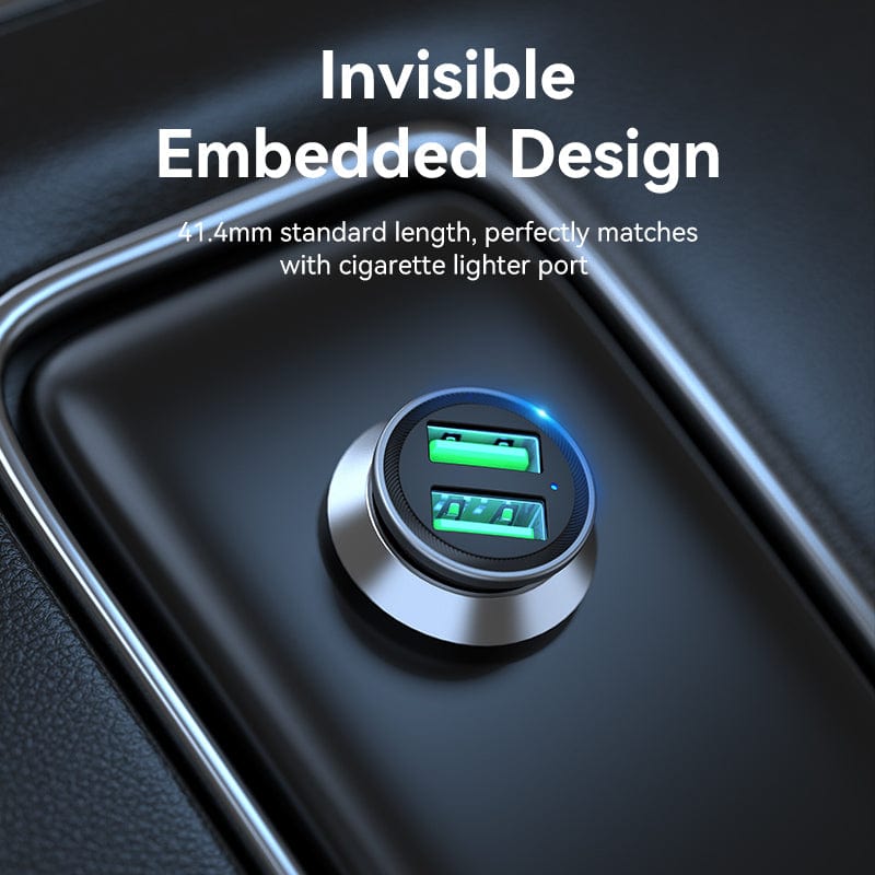 VENTION Two-Port USB A+A(18/18) Car Charger Grey Mini Style Aluminum Alloy Type