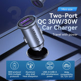 VENTION Two-Port USB A+A(30/30) Car Charger Grey Mini Style Aluminum Alloy Type