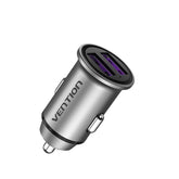 VENTION Two-Port USB A+A(30/30) Car Charger Grey Mini Style Aluminum Alloy Type