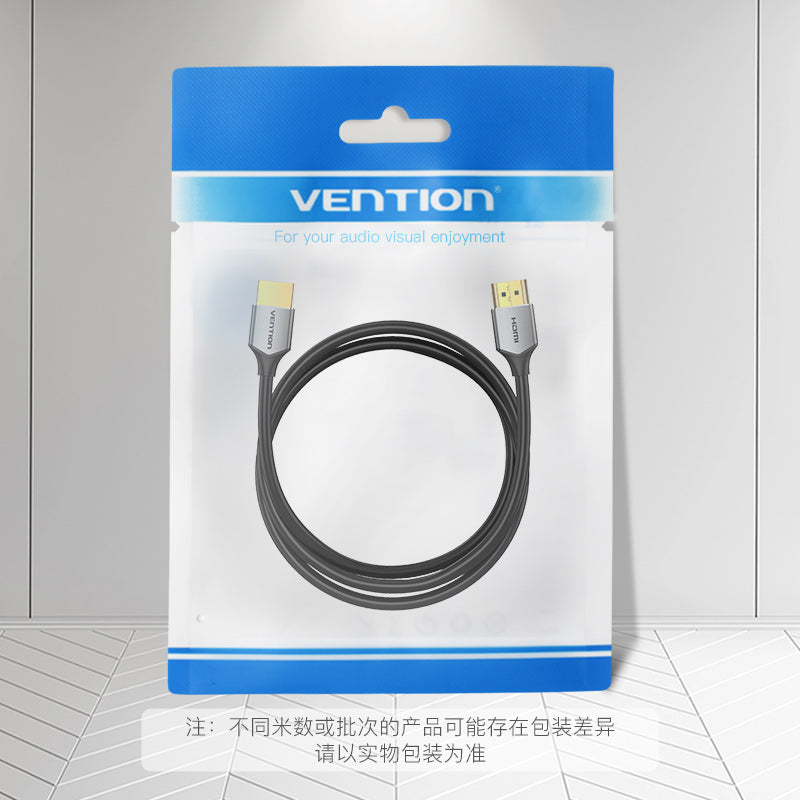 Vention ultra thin short HDMI cable for TV in a packaging designed for audio visual enjoyment